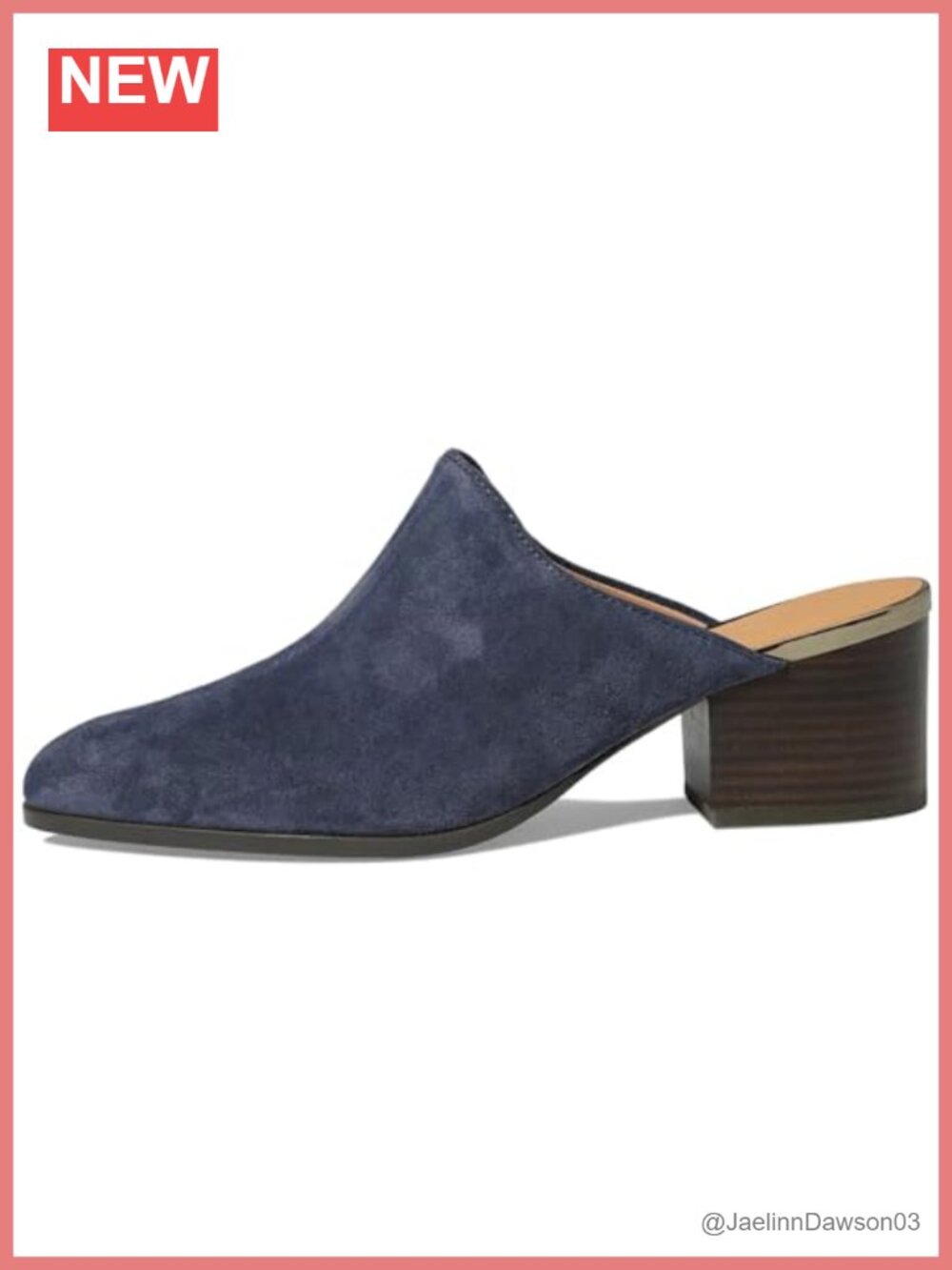 Women's Chunky Block Heel Mules Suede Pointed Closed Toe Slip-On Shoes